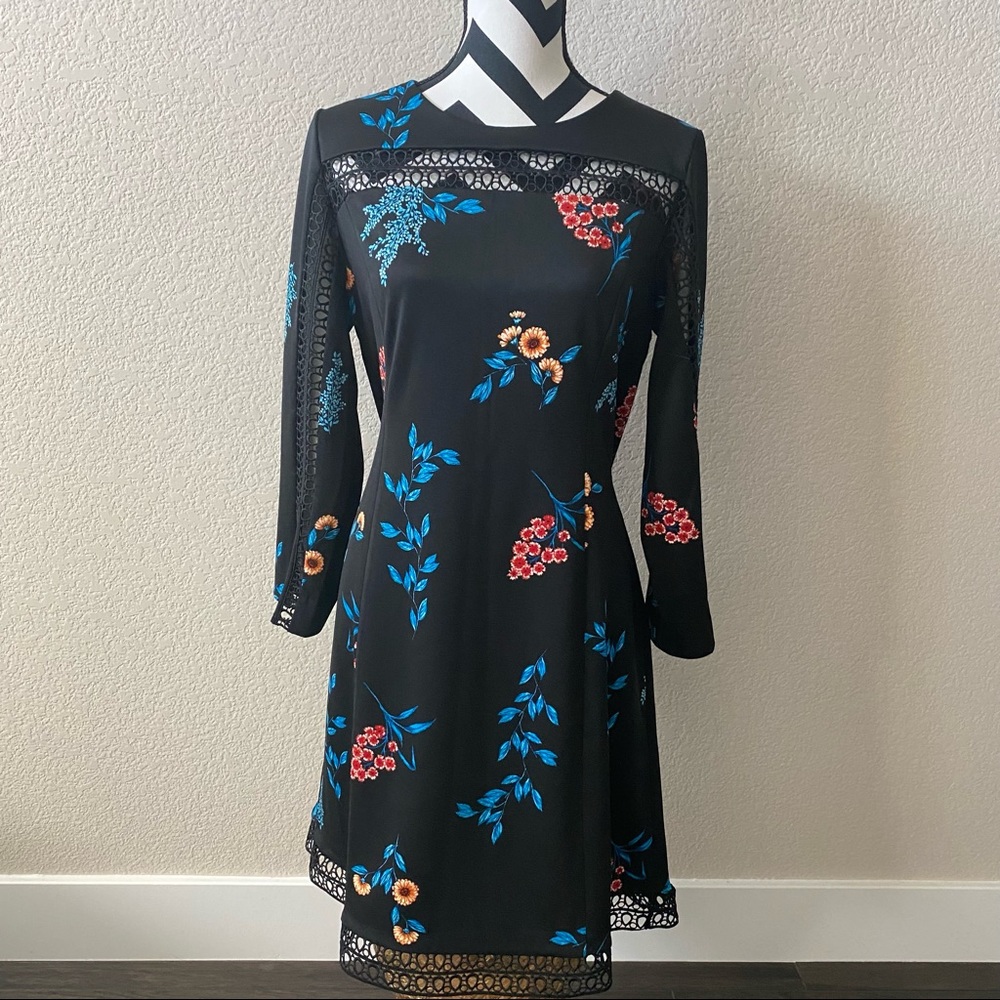 Alfani || flowy floral modern spice shift dress with eyelet cut out